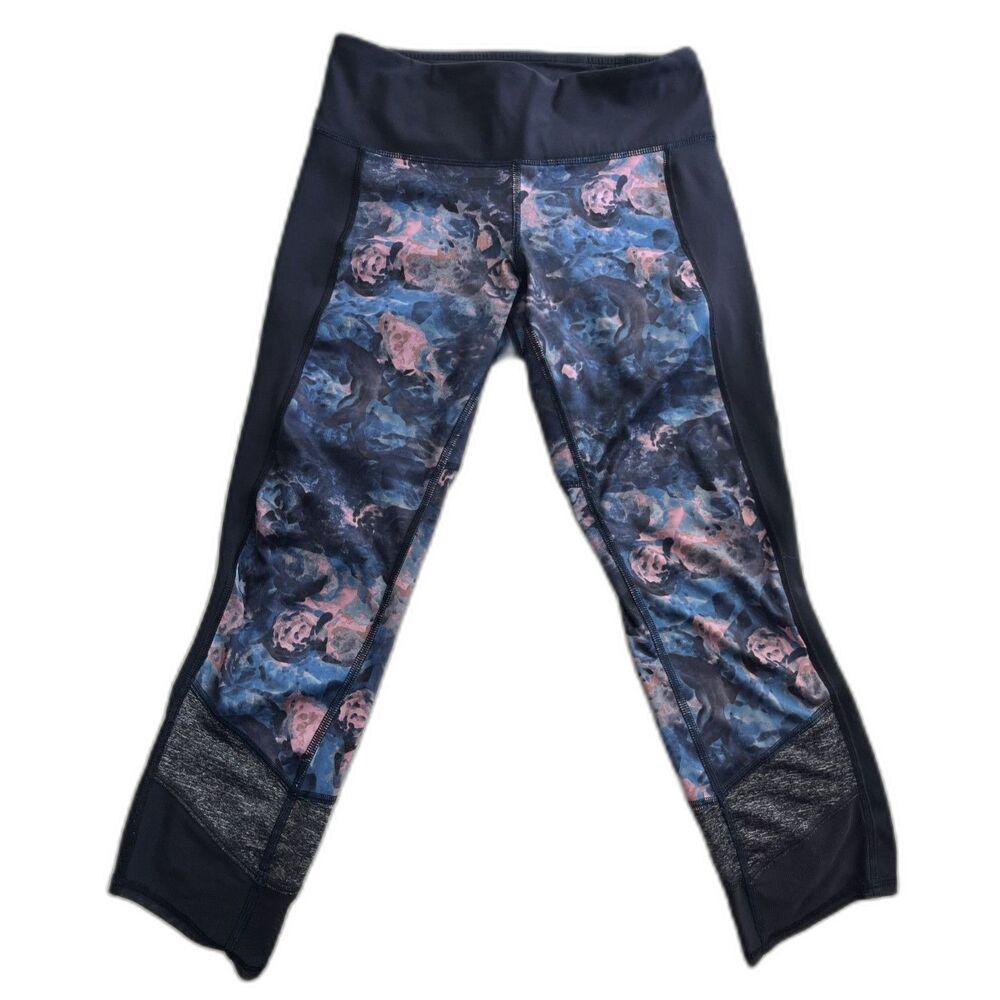Lululemon If You're Lucky Crop Pant Legging Sz 4 Navy Blue Yoga Gym Fitness - Picture 2 of 10